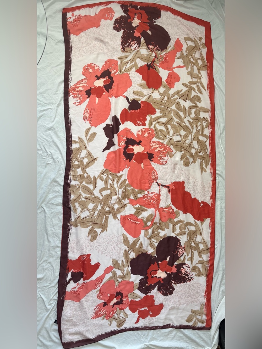 100% silk long floral scarf